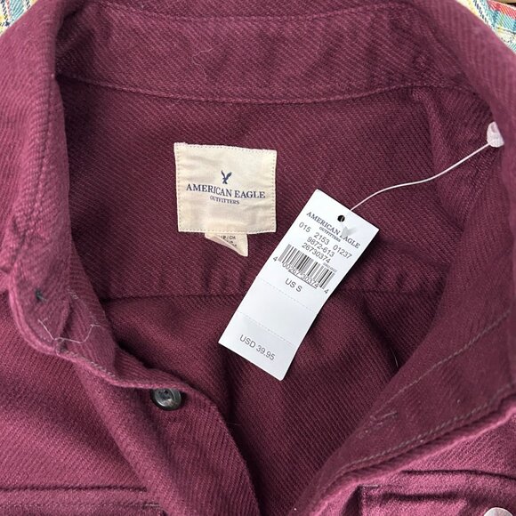 NEW American Eagle Red Heavyweight Button Down Shirt Shacket Size Small Men's - Picture 4 of 4